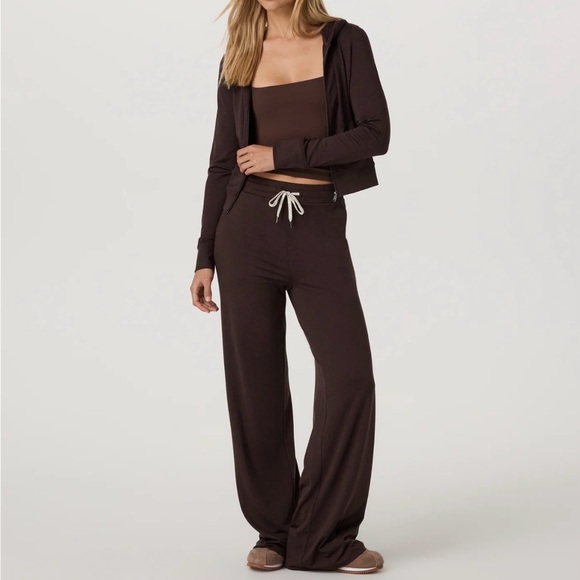 Vuori Halo Essential Wideleg & Mini FZ Hoodie Java Heather SET  Size Small NWT - Picture 7 of 13